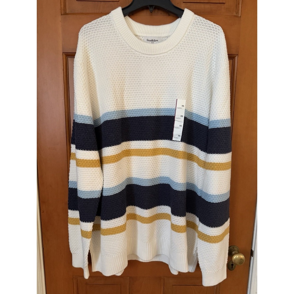 Men's Goodfellow Textured Crewneck Striped Sweater Size XXL NWT Long Sleeve